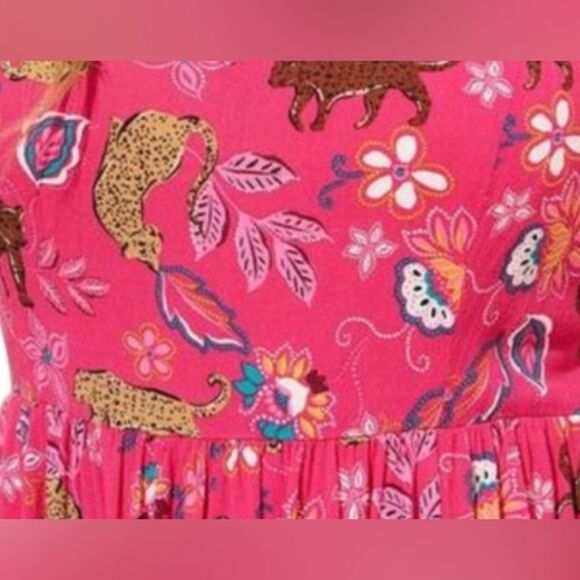 NWT Torrid Midi Lenny Sweetheart Dress in Leopard Pink 1x - Picture 5 of 8